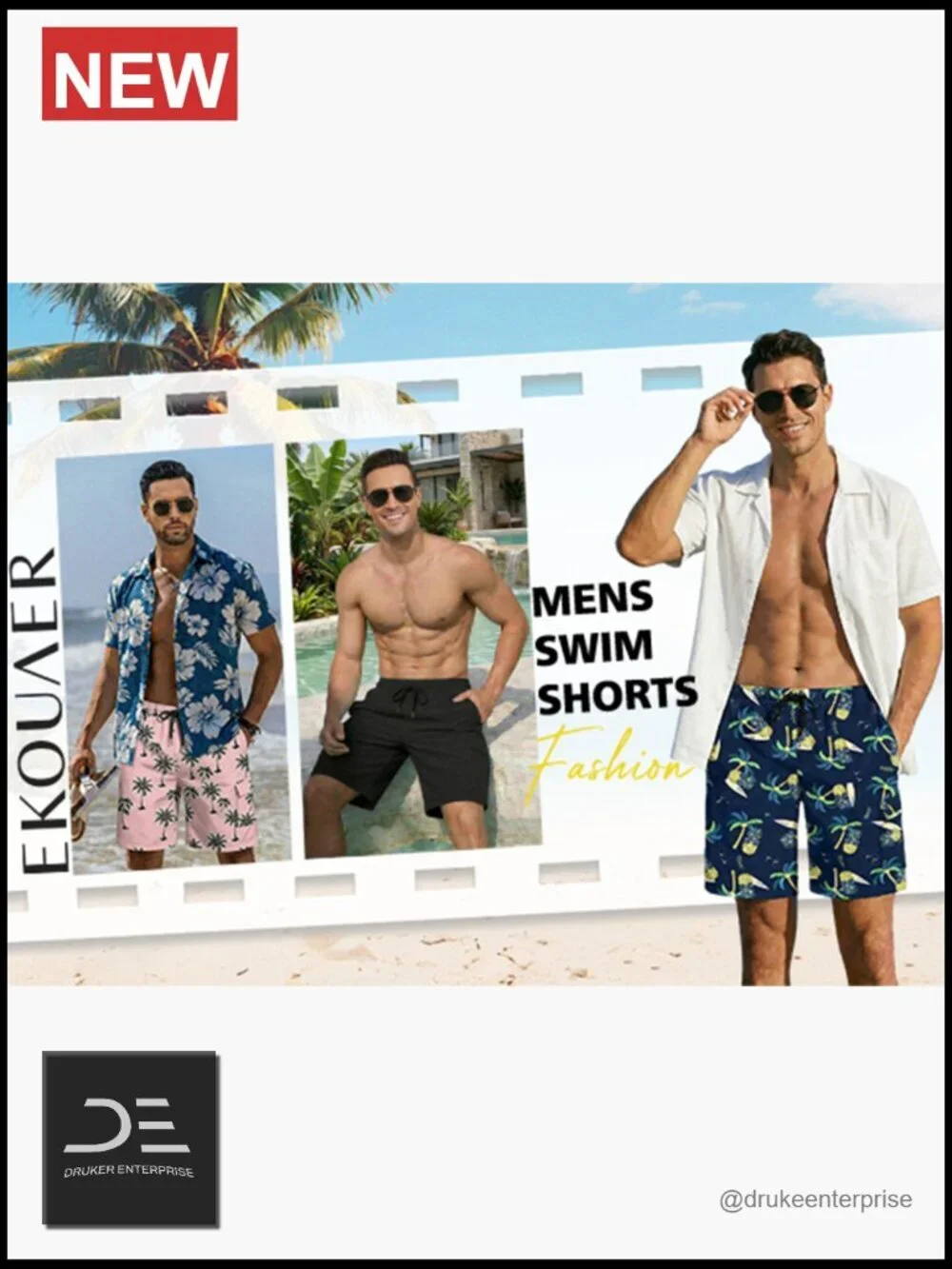 Men's Swim Trunks with Compression Liner 2 in 1 Quick Dry Board Shorts with